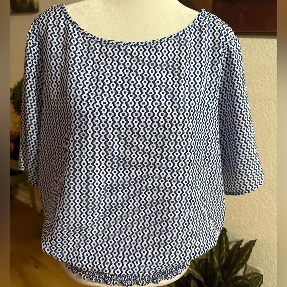 Michael kors beautiful blue white blouse size L